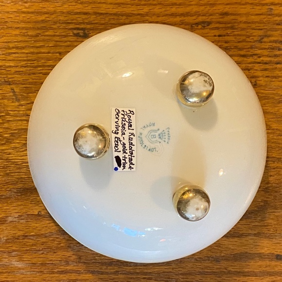 Royal Rudolstadt Prussia Gold Trim Footed Porcelain Bowl Roses Antique 8.5” - Picture 6 of 12